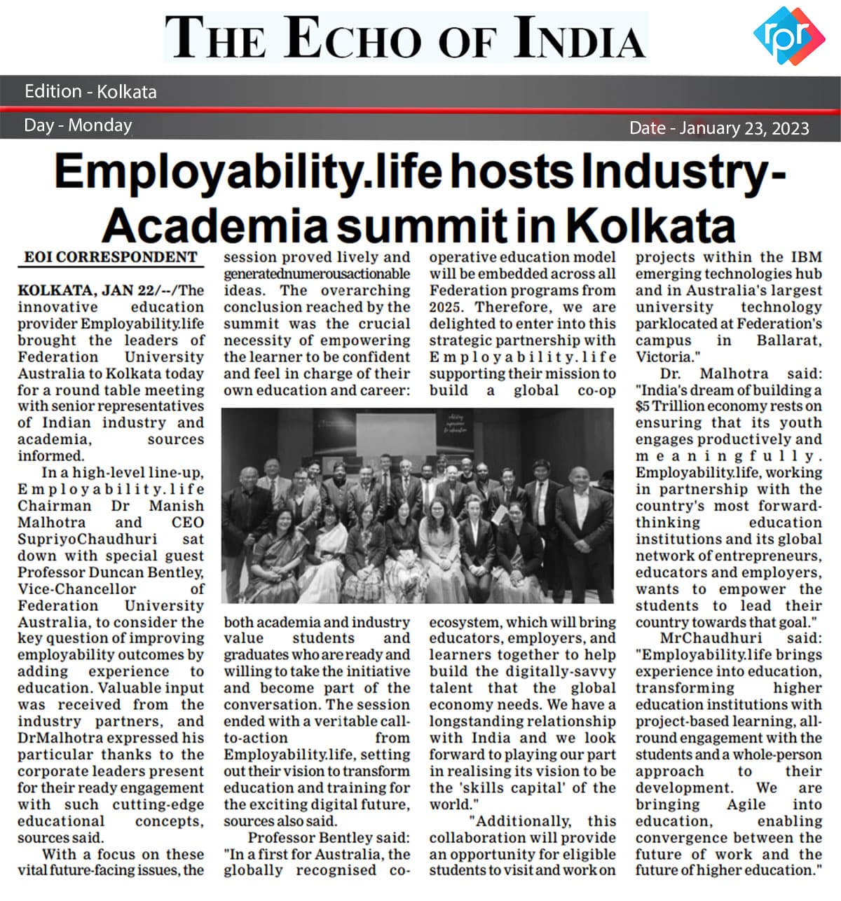 Industry-Academia Summit in Kolkata
